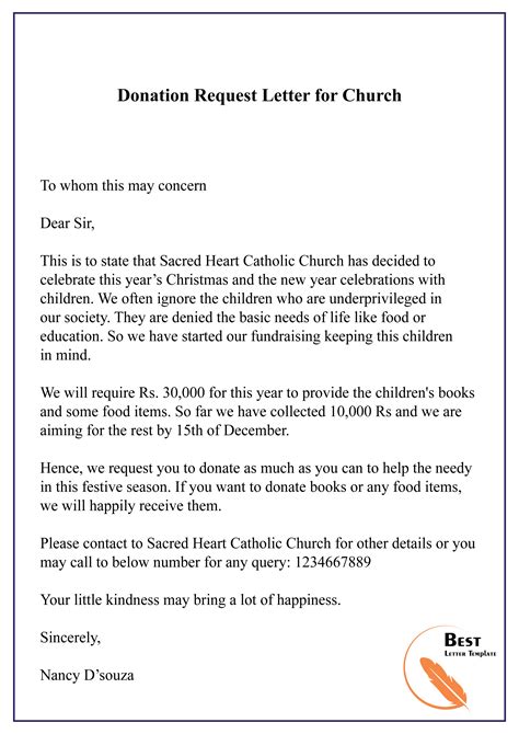 sample solicitation letter for church project|How To Write The Perfect Church Donation Letter .
